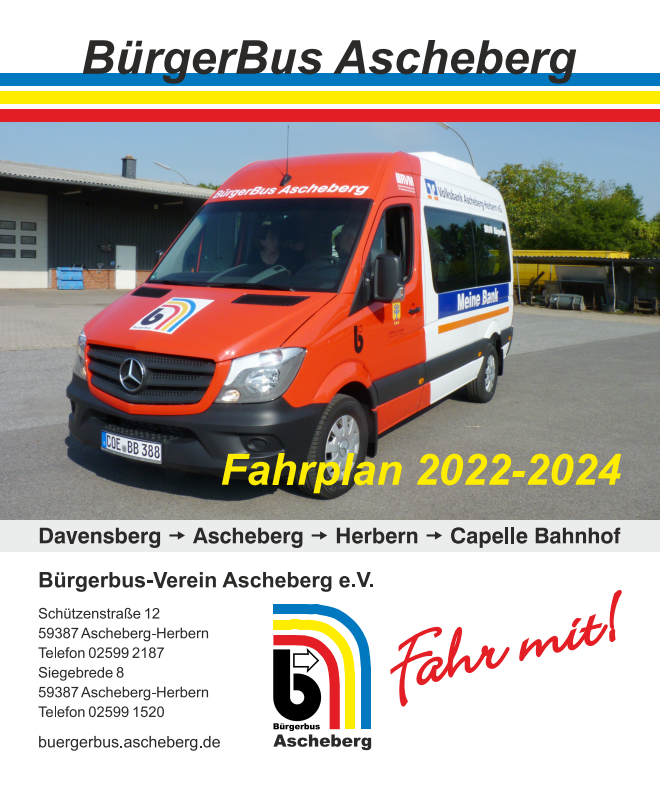 Fahrplan Bürgerbus Ascheberg 2022-2024